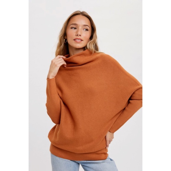 SOLD OUT Pumpkin Spice Slouch Neck Dolman Knit Pullover Sweater - Picture 2 of 3
